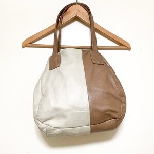 Sole Society Cream and Brown Minimalist Tote